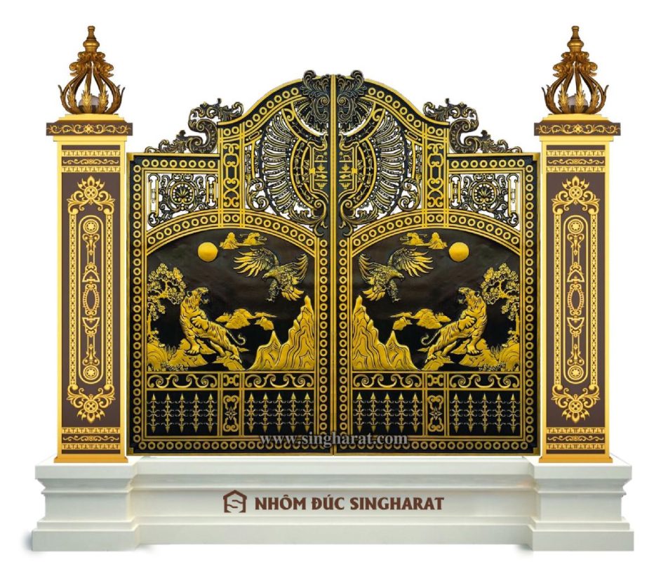 cổng nhôm đúc 2 cánh